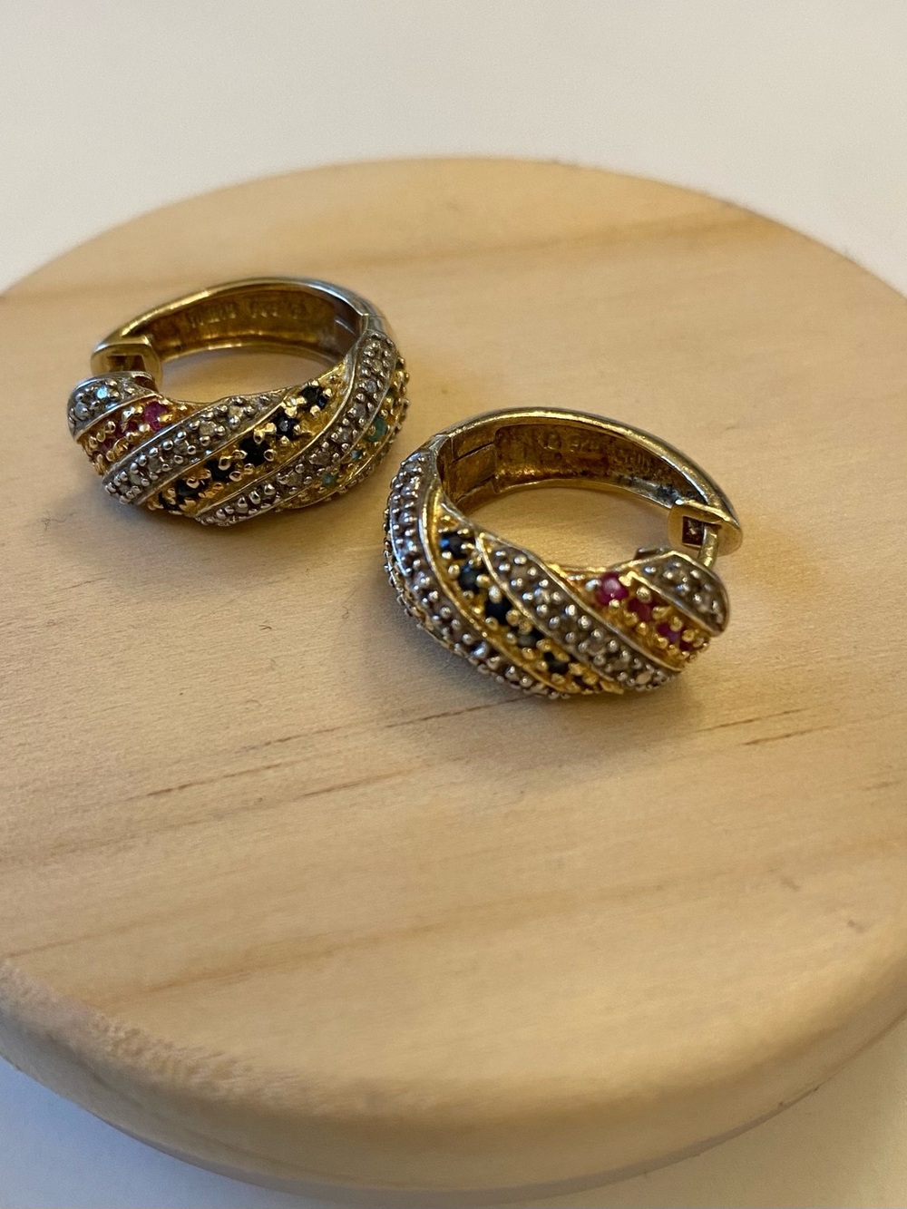 Multicolor Pave Huggie Earrings